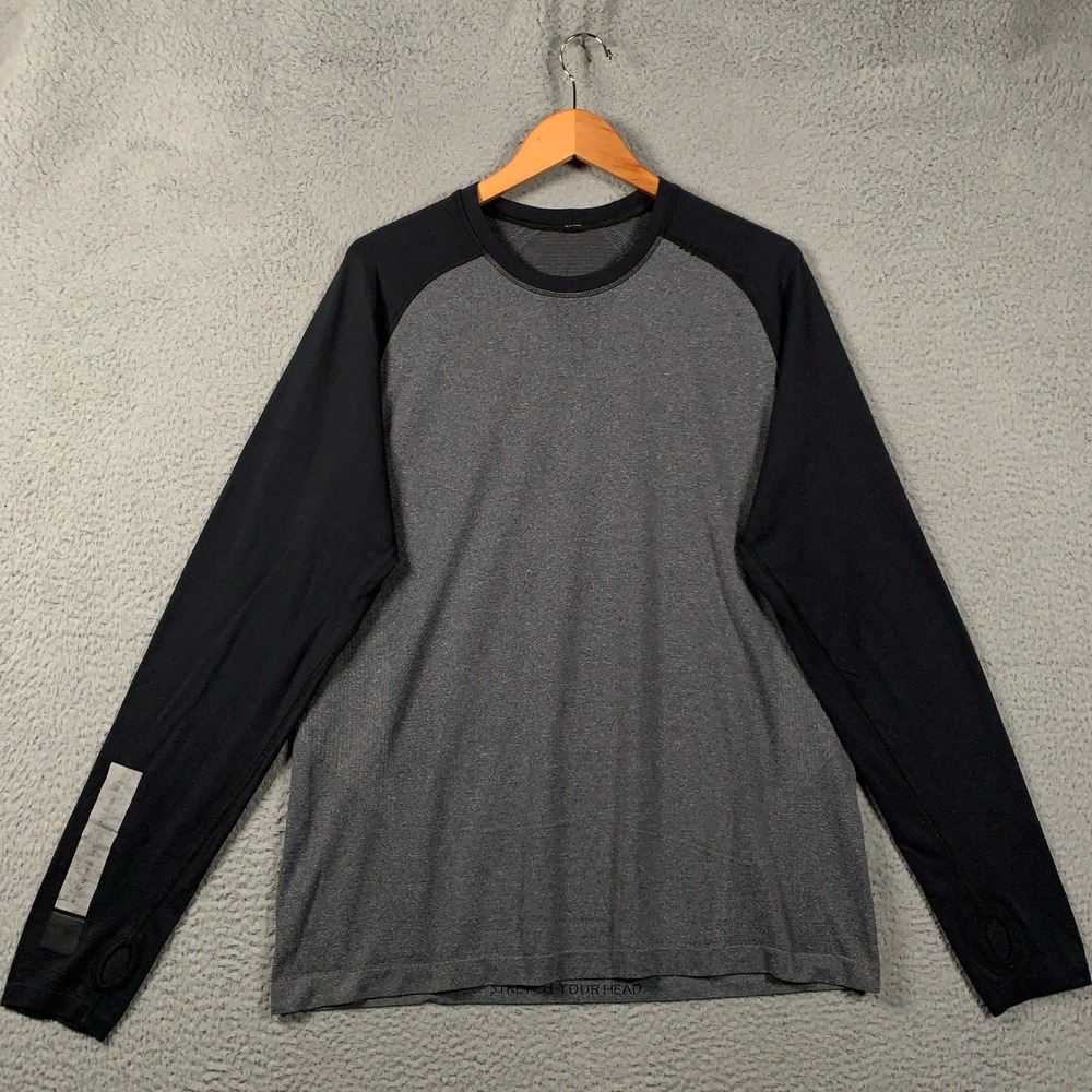 Lululemon Metal Vent Tech Long Sleeve Shirt Mens XL Gray Black Raglan Athletic